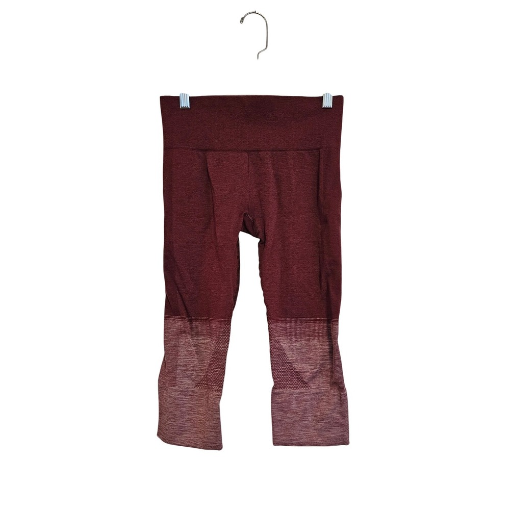 Lululemon Athletica Wunder Train High Rise Cropped Leggings Burgundy‎ Size 6